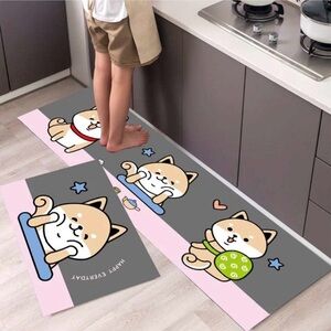 Set of 2 Anti-Fatigue Cute Cat Design Non-Slip Floor Mat